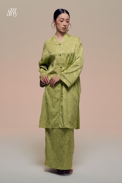 Damai Kurong Belah Panjang Lime Green 