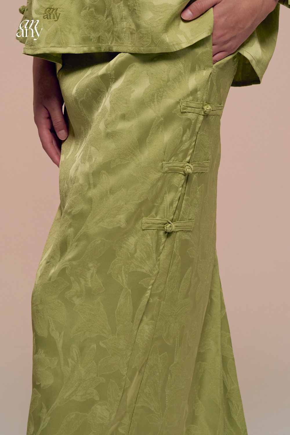 Damai Kurong Belah Panjang Lime Green 
