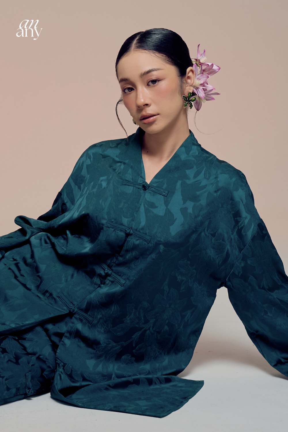 Damai Kurong Belah Panjang Teal green