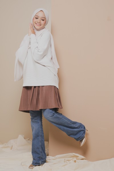 Pleated Mini Skirt Choco