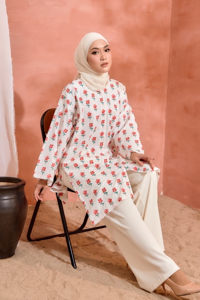 Teja Long Top Blossom White